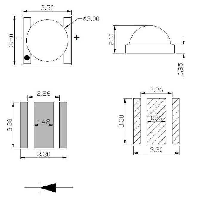 3535 470nm leds package size 3535 470nm leds package size